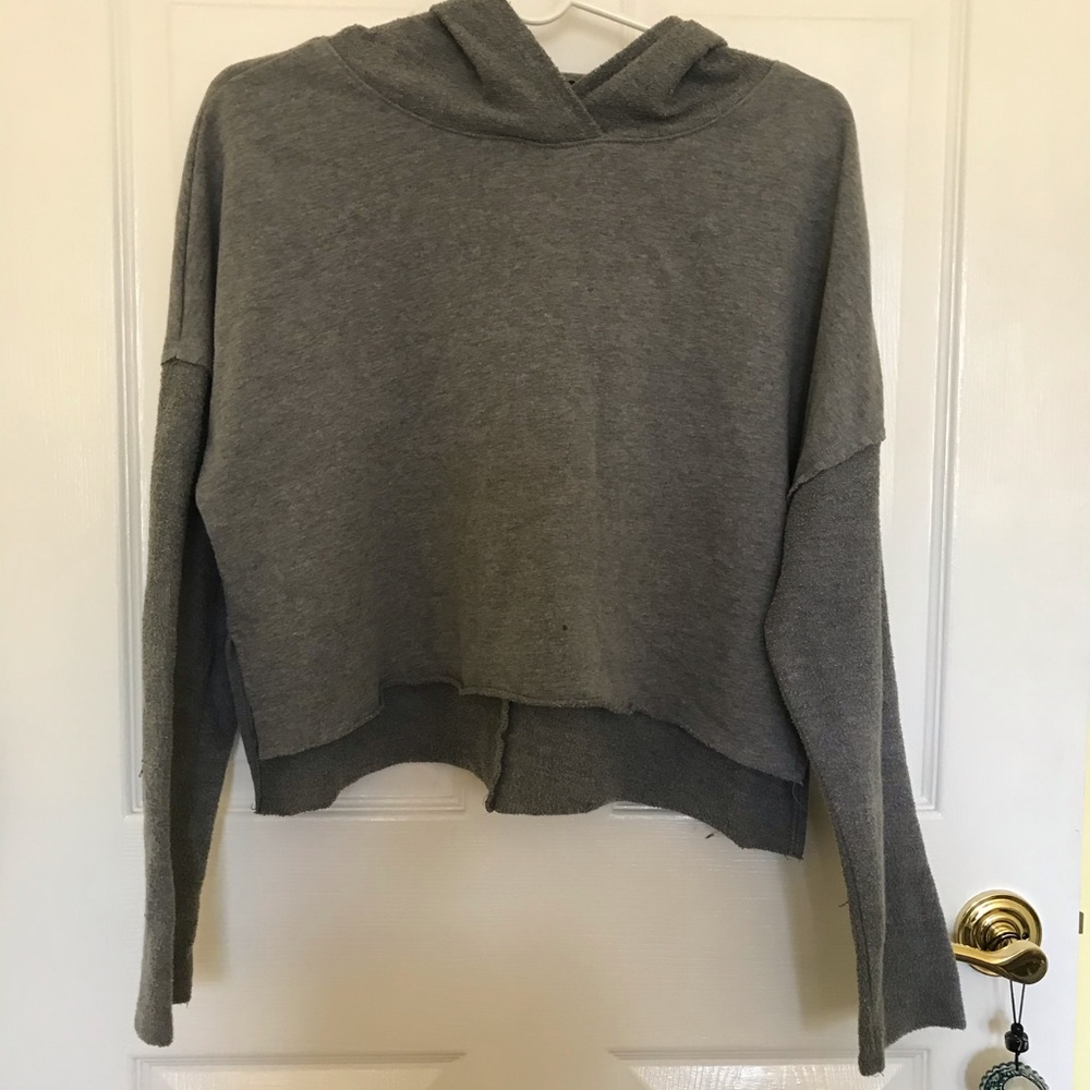 forever 21 grey hooded long-sleeve